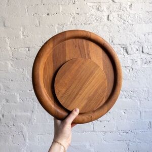 Vintage Orrefors of Sweden Teak Nesting Serving Board + Rivet